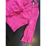 INC International Concepts Hot‎ Pink 100% Linen Ruffle Lightweight Jacket Medium Photo 11