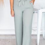 Pink Lily Epiphany Moment Sage Green Paper Bag Wide Leg Trouser Pants Size Small Photo 0