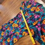 Vintage short sleeve floral tropical mod peplum pleated pin up retro dress Pink Photo 9