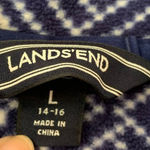 Lands End Fleece Zip Neck‎ Jacket Blue White Women’s Large Gorpcore Ski Lodge Photo 2