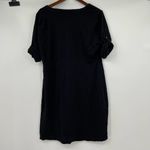 Woolrich black 3/4 Roll Tab Sleeve V-Neck A-Line Casual cotton Dress neutral XL Photo 3