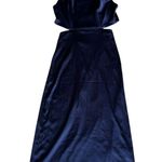 Lyaner Navy Blue Satin Midi Dress Cut Out Strappy Sexy Formal Wedding Event Photo 2