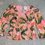 Farm Rio for Anthropologie Yasmine Ruffled Blouse Toucan Floral Tropical Small Photo 4