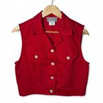 American Vintage Stonebridge USA Red Sleeveless Button Front Vest Small Textured Cotton Blend Photo 0