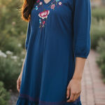 Johnny Was  Embroidered Dress Blue Sz S Photo 0