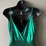 H:ours  sz XXS metallic green faux wrap mini‎ party dress Photo 3