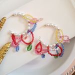ZARA New!  Pearls & Gems Hoop Earrings Photo 10