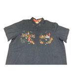 Bobbie Brooks Woman Embroidered Denim Shirt Cottagecore Short Sleeve Top Blue Size 18 Photo 2
