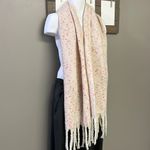 LC Lauren Conrad  Women’s Cream and Red Wool Scarf with Tassels Photo 2