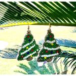 Handmade Caribbean Christmas Tree Earrings  Beaded Ornaments Island Vacat… Photo 6