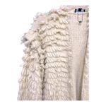 EXPRESS  Fluffy Chunky Fringe Cardigan Cream Size M Sleeve Detail Photo 7