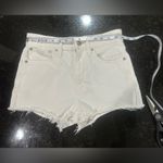 Madewell relaxed Women's White Denim Shorts Sz 14 cut off ragged hem beach Photo 8