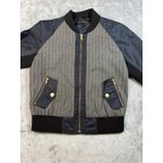 J.Crew  Womens Bomber Jacket Small Gray Pinstripe Wool Blend Full Zip‎ Photo 3