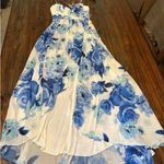 Sequin Hearts NWT  Blue and White Floral High Low Dress Photo 7