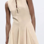 ZARA  Cream Godet Bow Short Dress - Size Large Photo 0