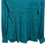 Anthropologie By Pintuck Blouse Long Sleeve Blouse Shirt Dark Turquoise Size S Photo 3