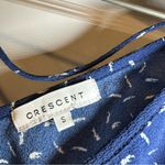 Crescent  Blue/White Print V Neck Strappy Cold Shoulder Blouse size S Photo 1