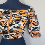 36.5 36 Point 5 Off Shoulder Orange Camouflage Crop Top Photo 2