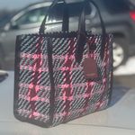 Kate Spade  Black and Pink Checkered Woven Tote Photo 0