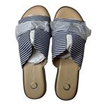 Journee Collection  Lillian Blue Stripe Flat Slide Sandal Size 8 New Photo 1