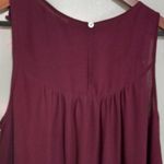 Giddy Up Glamour  M Sleeveless Cutwork Lace Front Layered Swing Top in Maroon Photo 3