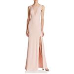Adrianna Papell  Pink Crepe and Lace Evening Gown Size 10 Thigh Slit Formal Dress Photo 8