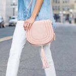 Vince Camuto Izzi Pink Suede Saddle Bag Photo 0