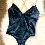 NWT! Green crush soft velvet interchangeable gold chain strap bodysuit Size M Photo 0