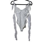 BOAMAR Millie Cheeky One Piece in White Textured Shine Medium New Bridal Swim Photo 4