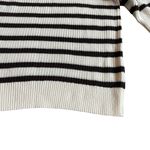Ann Taylor  Brown White Stripe Short Sleeve Sweater Pullover Stretch Woven Small Photo 2