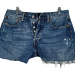 Levi's  501 Shorts‎ Womens 14 32 Blue Original Denim Casual Classic Rugged Cutoffs Photo 0