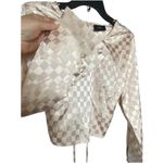 Milk and Honey  Size L Open Back Lace Up Long Sleeve Top Beige Cream Checkerboard Photo 2