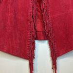 Dialogue  Red Fringe Leather Long Sleeve Jacket Photo 2