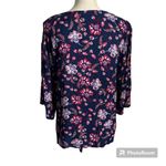 Como vintage Red White and Blue Floral Print Lightweight Popover Women’s Size M Photo 1