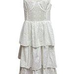 We Wore What NWT  Women’s XL Corset Tiered Cotton Eyelet Embroidered Midi Dress Photo 0