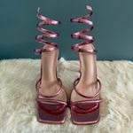 Cape Robbin  Women’s Pink Metallic Open Toe Wrap Around Heels Photo 2