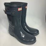 Hunter  original glossy gray rain boots waterproof modern‎ trendy woman’s size 10 Photo 1