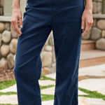 Frank & Eileen Kinsale Linen Cropped Pants High-Rise Navy 12 Photo 0