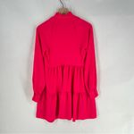 Amanda Uprichard  Saffron Dress in Begonia Pink Long Sleeve V-Neck Tiered Mini XS Photo 7