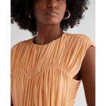 EXPRESS Peach Orange Foil Crew Neck Ruched Peplum Top Medium Photo 5