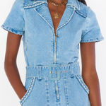Show Me Your Mumu  Outlaw Romper Denim‎ Zip Front Belted Blue Size XL Photo 0
