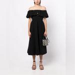 Sea NY Leona Strapless Off the Shoulder Linen Midi Dressn NWT 4 Black Photo 5