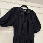 Ulla Johnson  Leah Dress Noir Black Midi Puff Sleeve Contrast Trim Size 10 Tie‎ Photo 12