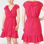 J.Crew V-neck Ruffle Dress in Tossed Bouquet Print, Color Red Briar, Size 0, NWT Photo 4