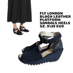 Fly London  BLACK WEDGE‎ SANDALS HEELS SZ. 9/39 EUC Photo 1