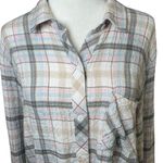 Rails  Brady Button Up Shirt Gauzy Slouchy Sky Haze Plaid Pastel Long Sleeve Sz M Photo 3