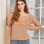 NWT LULUS Sew Prepared Dusty Rose Fringe Knit Off the Photo 2