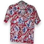 Diane Von Furstenberg Womens  Red Hawaiian Short-sleeve Button Down Shirt Size 10 Photo 1