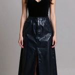 Colleen Lopez Black Faux Leather Midi Pencil Skirt with Slit Medium NWT Photo 2