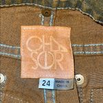 Chaser  Jean Shorts Blue and Red Distressed Hem Photo 1